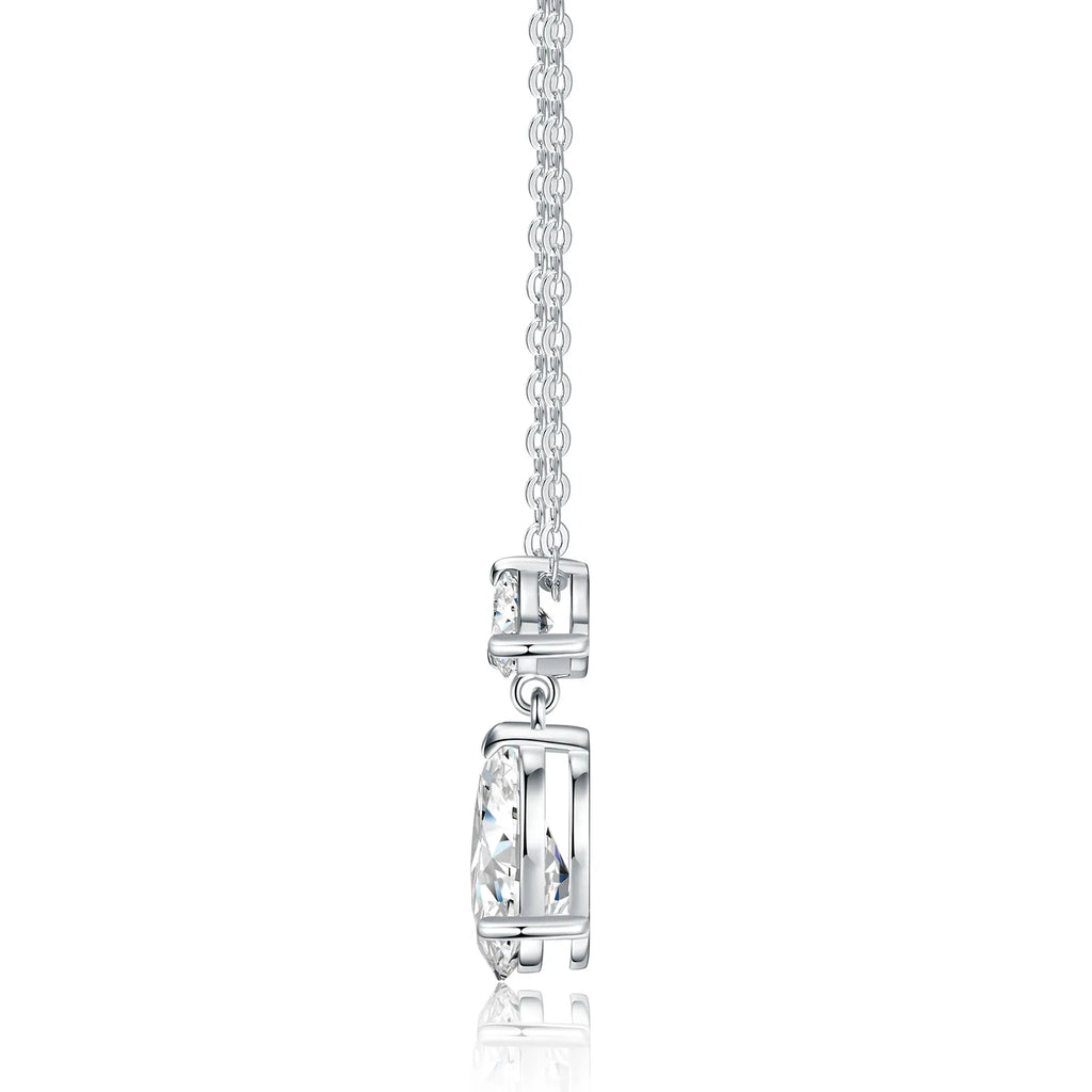 S925 Sterling Silver Pear‑Cut Moissanite Pendant Necklace, Hypoallergenic Teardrop Jewelry Gift for Women