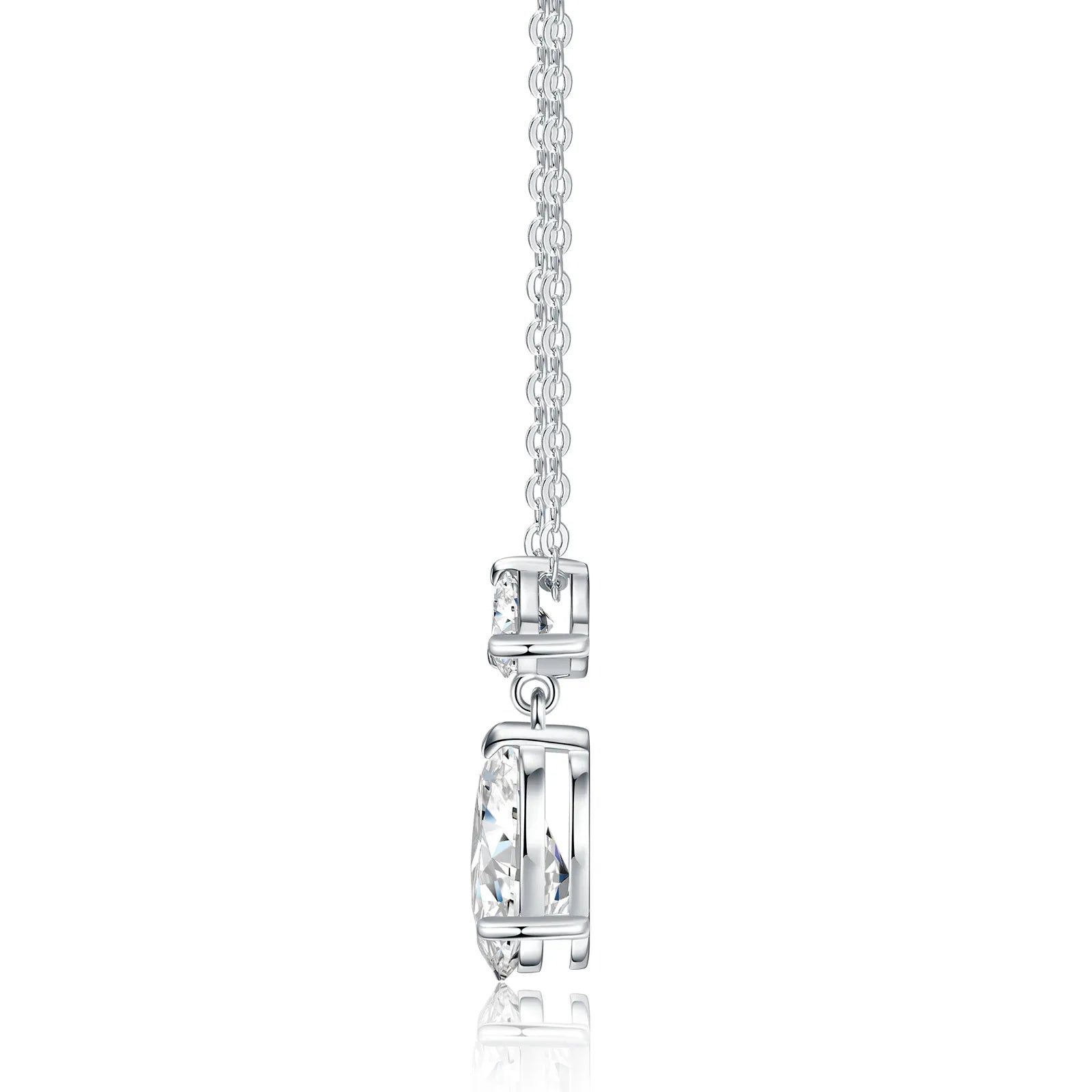 S925 Sterling Silver Pear‑Cut Moissanite Pendant Necklace, Hypoallergenic Teardrop Jewelry Gift for Women