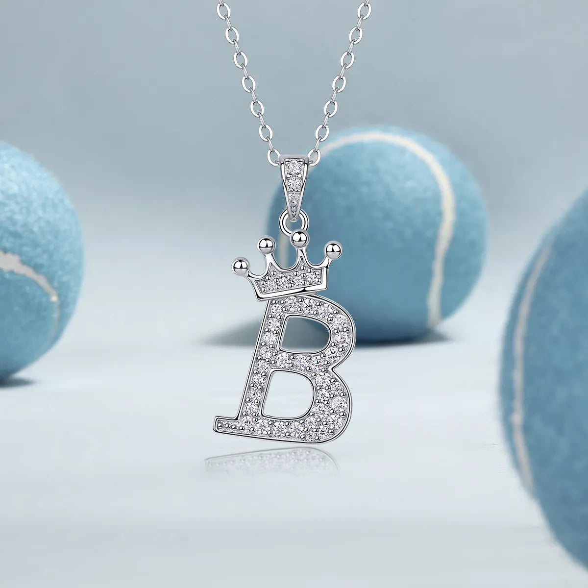S925 Silver Crown A‑Z Initial Moissanite Pendant Necklace for Women
