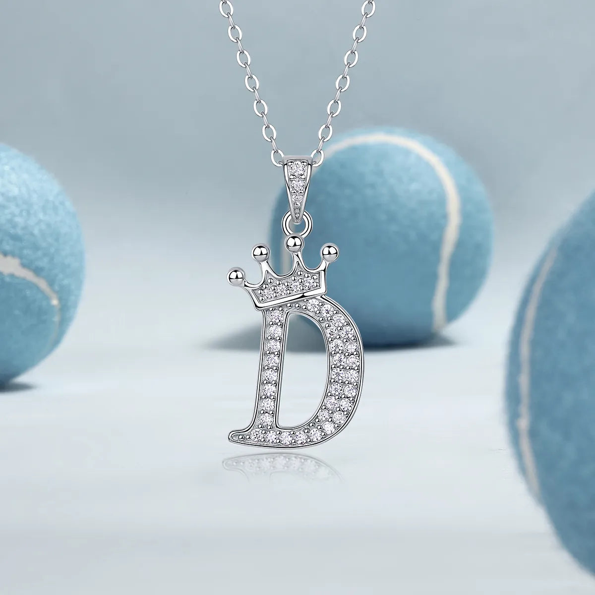 S925 Silver Crown A‑Z Initial Moissanite Pendant Necklace for Women