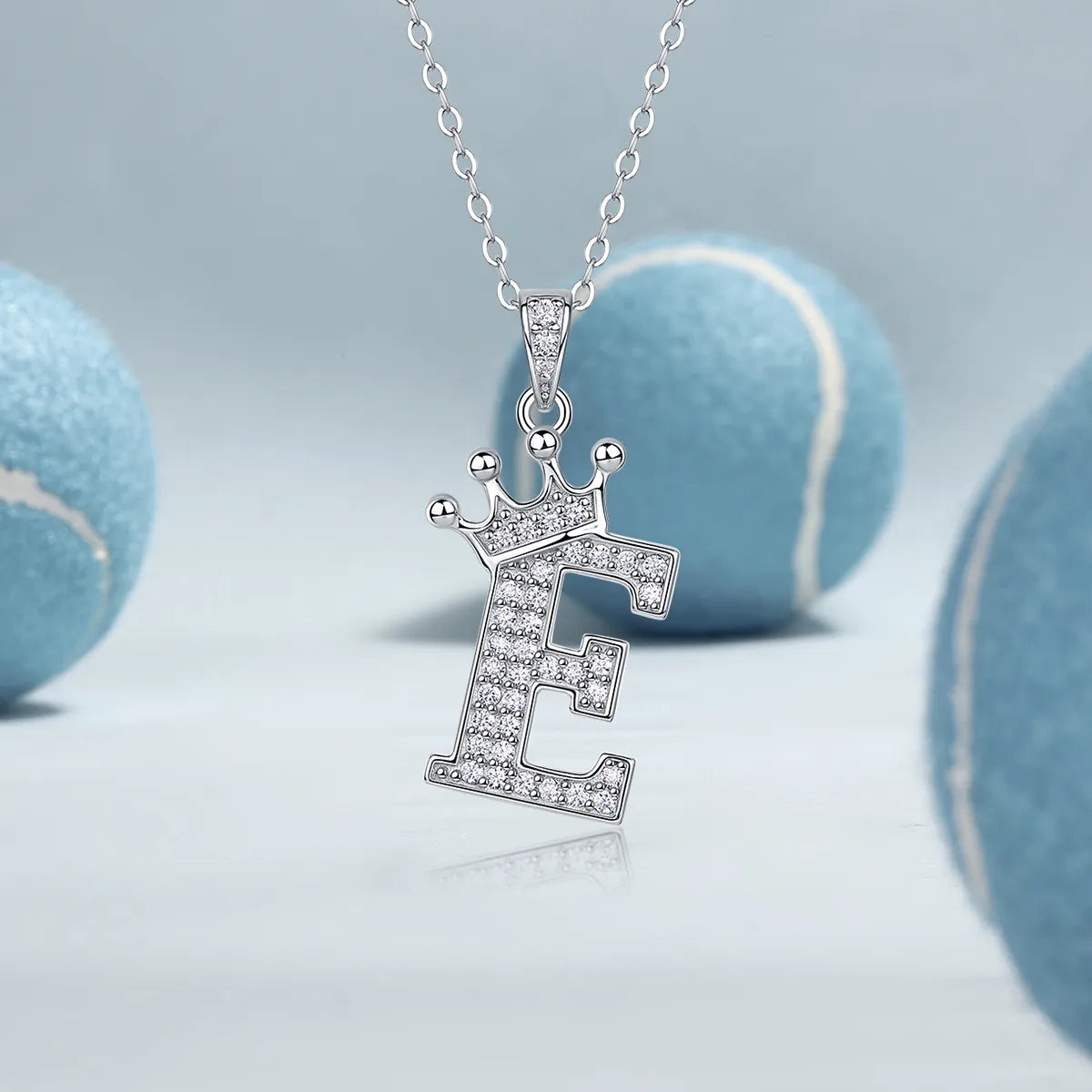 S925 Silver Crown A‑Z Initial Moissanite Pendant Necklace for Women