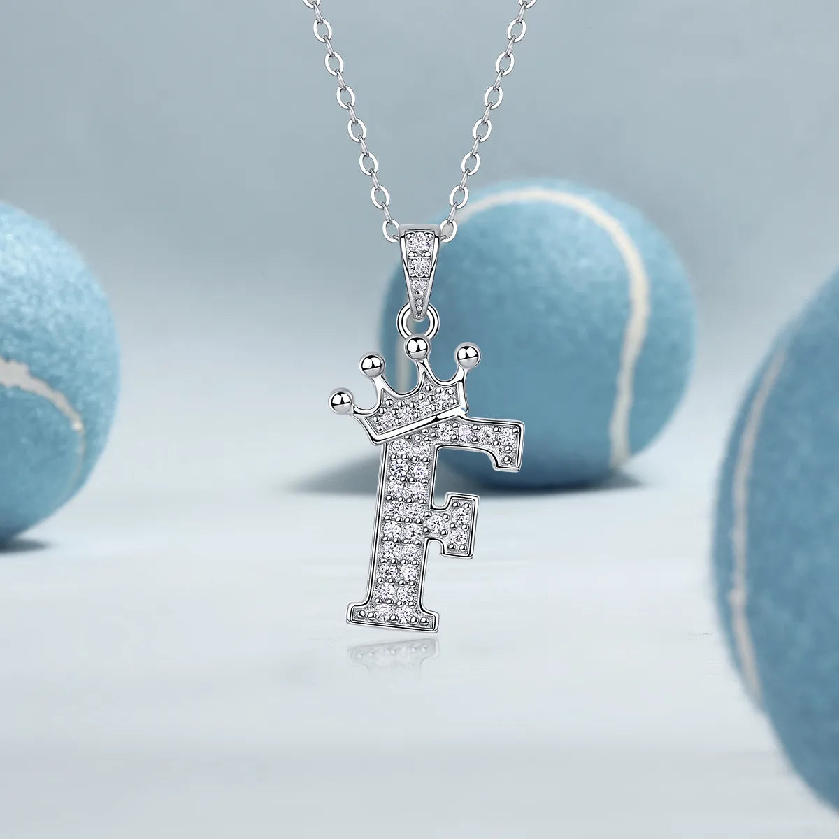 S925 Silver Crown A‑Z Initial Moissanite Pendant Necklace for Women