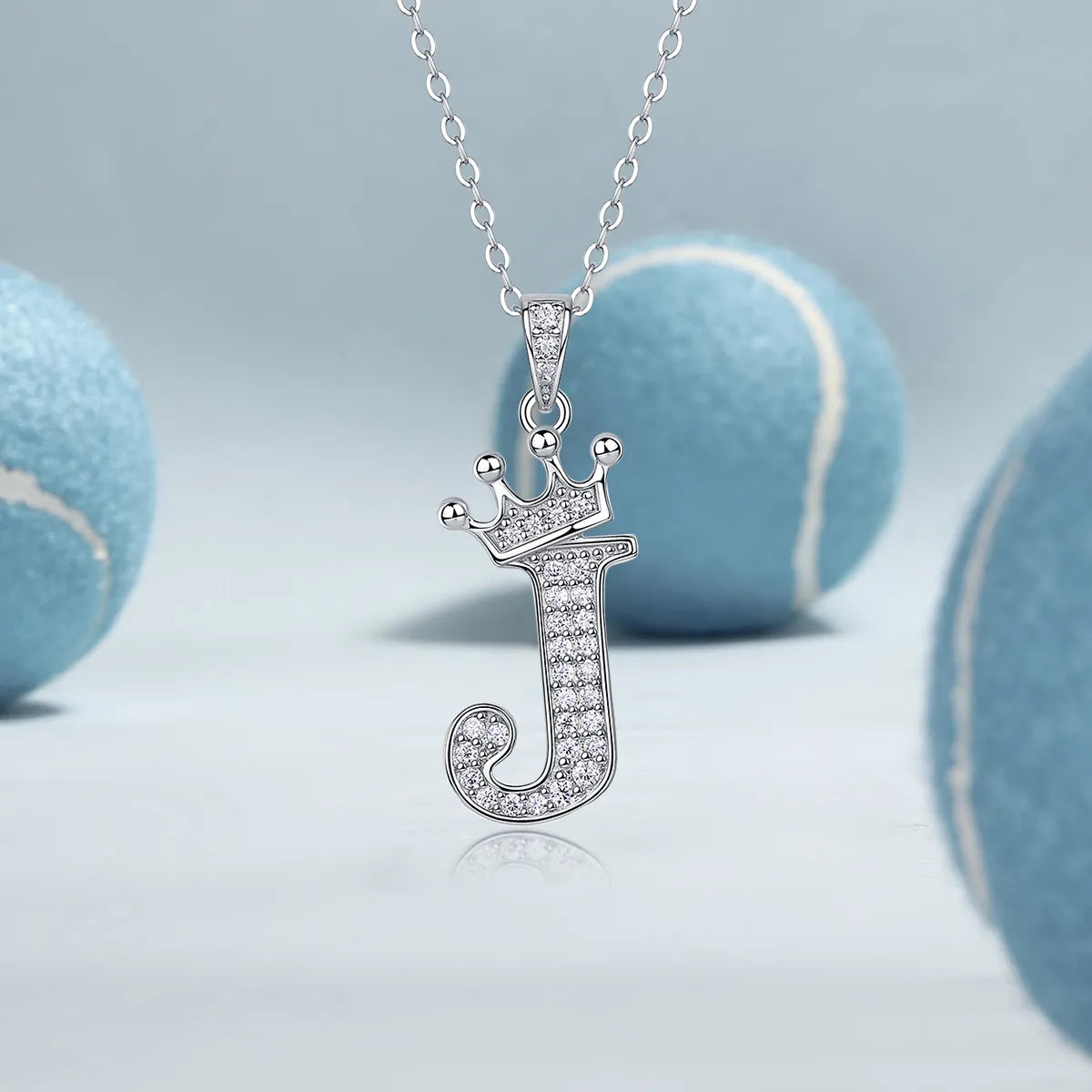 S925 Silver Crown A‑Z Initial Moissanite Pendant Necklace for Women