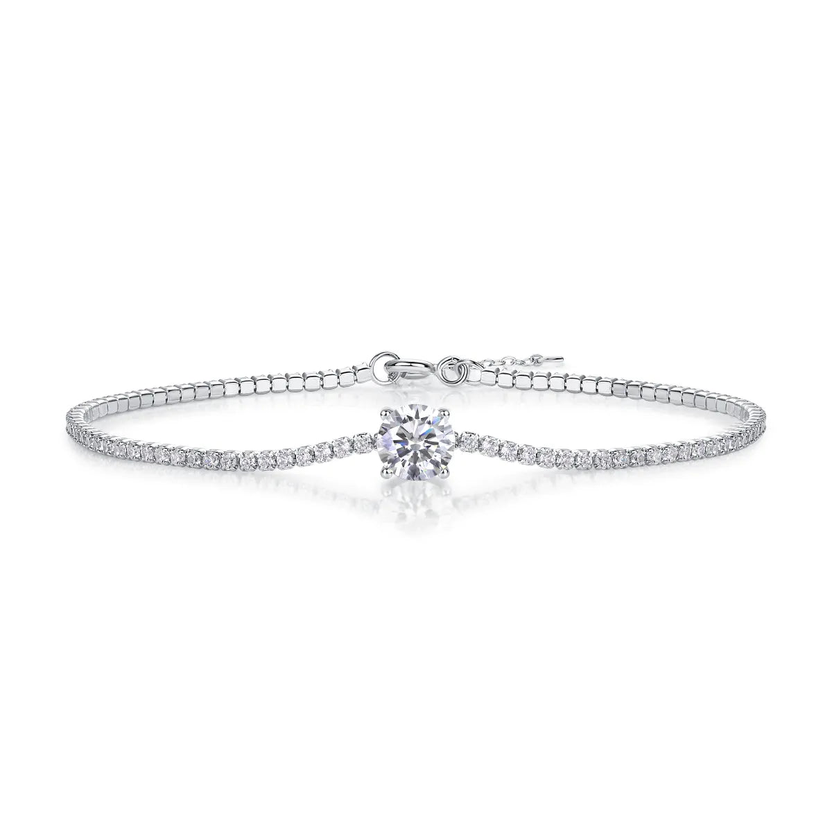 Delicate Solitaire Center Moissanite Tennis Bracelet for Ladies, S925 Silver Fine Jewelry