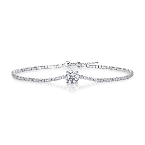 Delicate Solitaire Center Moissanite Tennis Bracelet for Ladies, S925 Silver Fine Jewelry