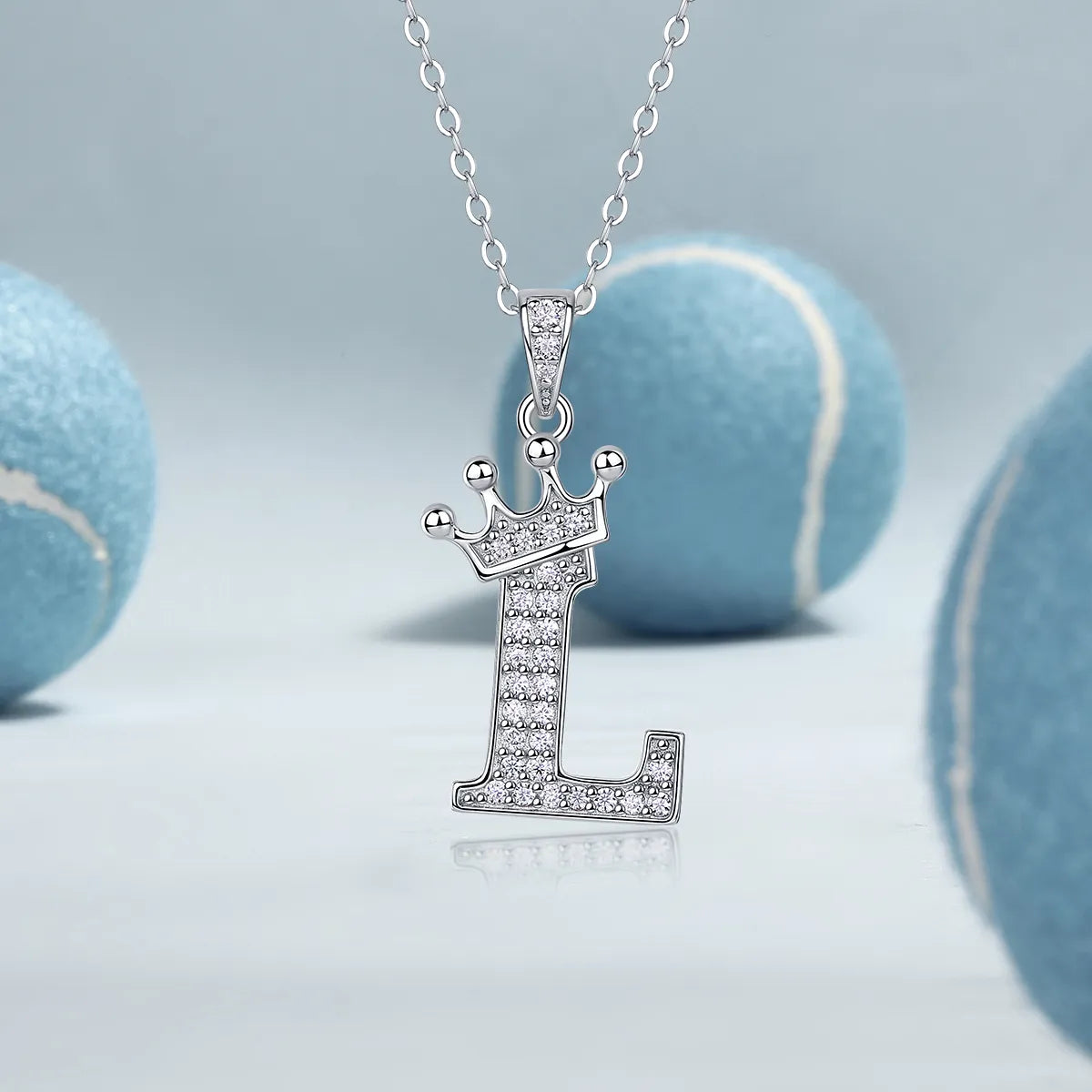 S925 Silver Crown A‑Z Initial Moissanite Pendant Necklace for Women