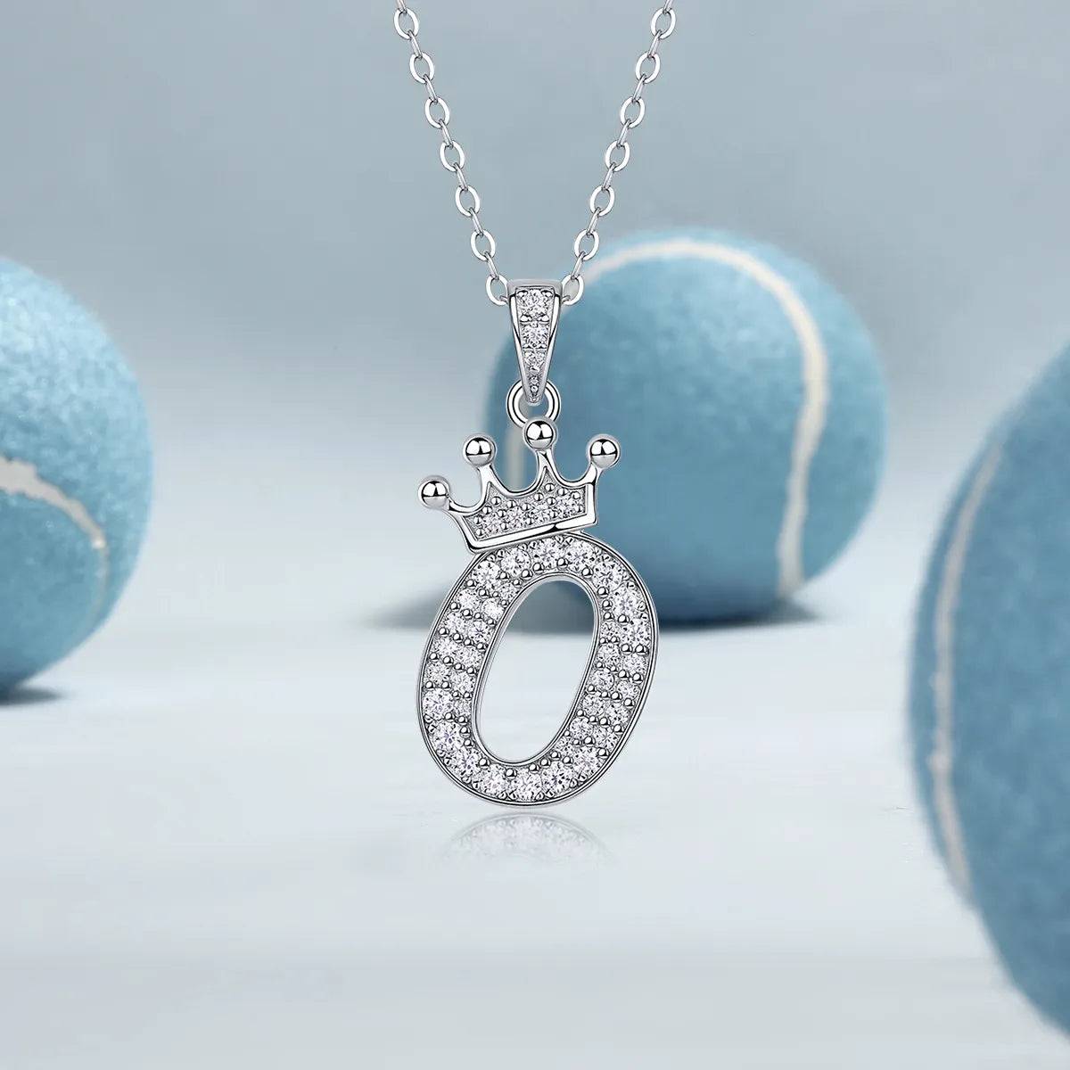 S925 Silver Crown A‑Z Initial Moissanite Pendant Necklace for Women