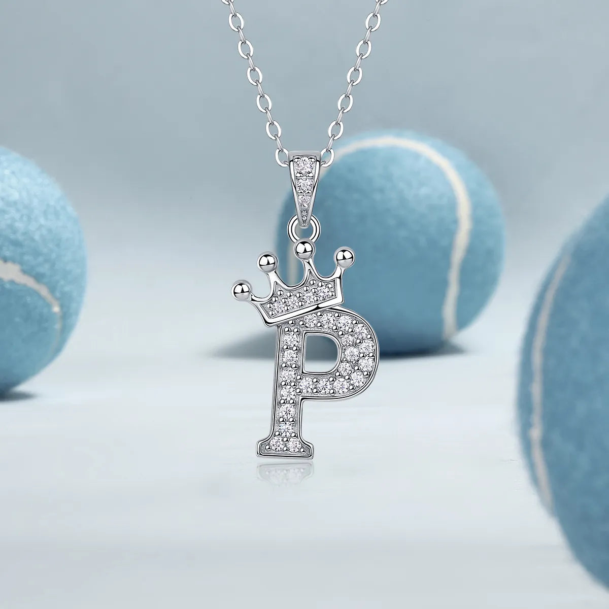 S925 Silver Crown A‑Z Initial Moissanite Pendant Necklace for Women