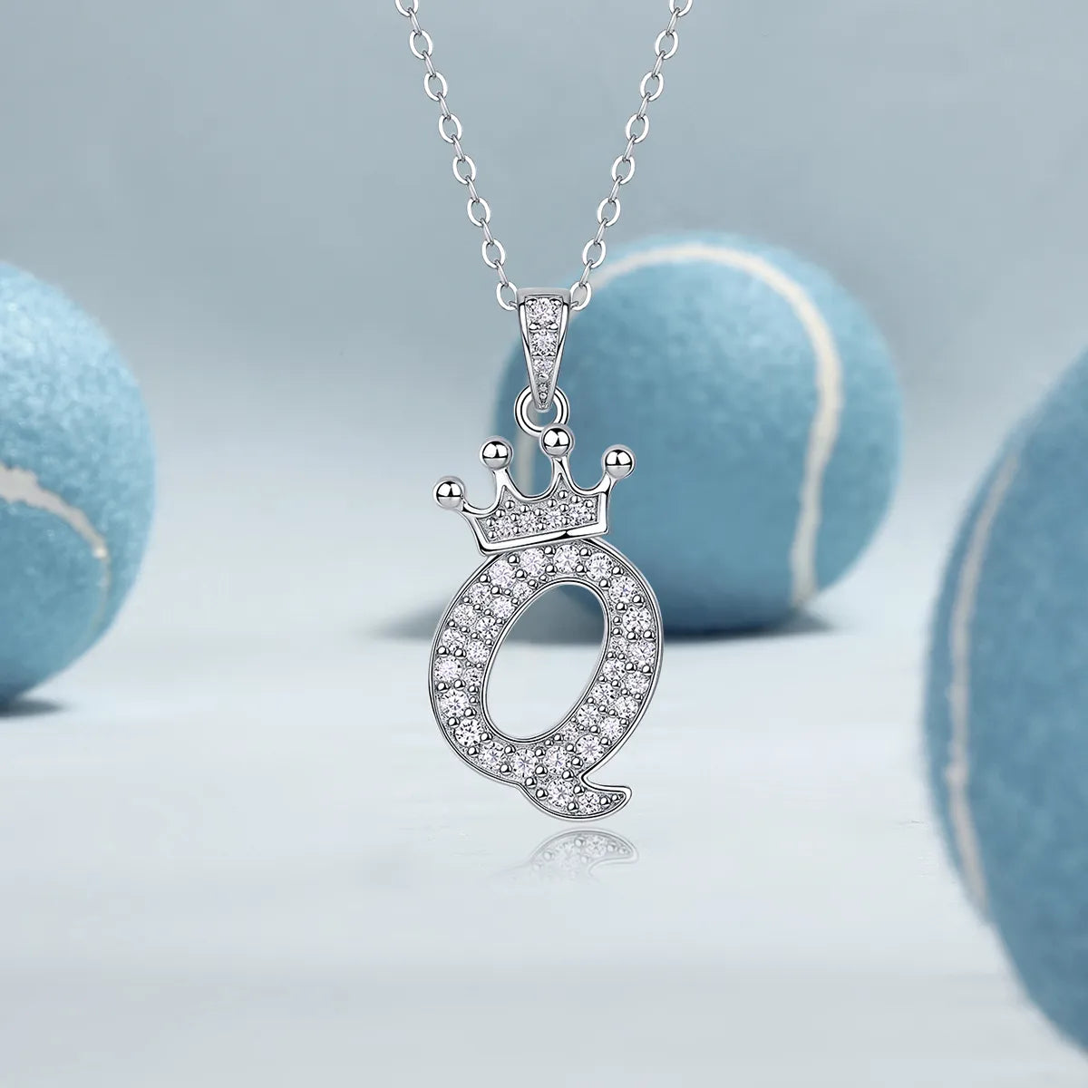 S925 Silver Crown A‑Z Initial Moissanite Pendant Necklace for Women