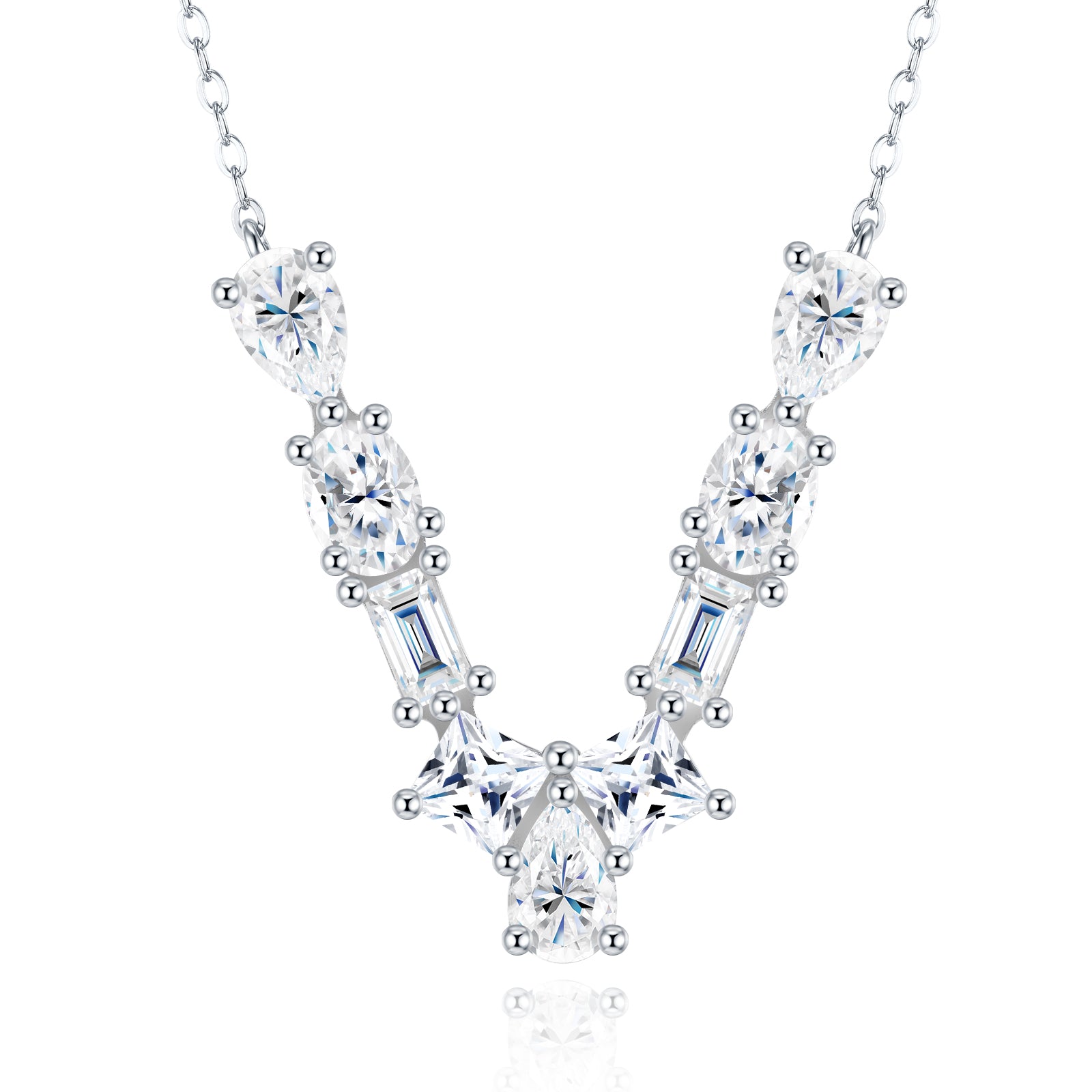 S925 Silver Moissanite Monogram Necklace, 26 Alphabet Pendant for Women