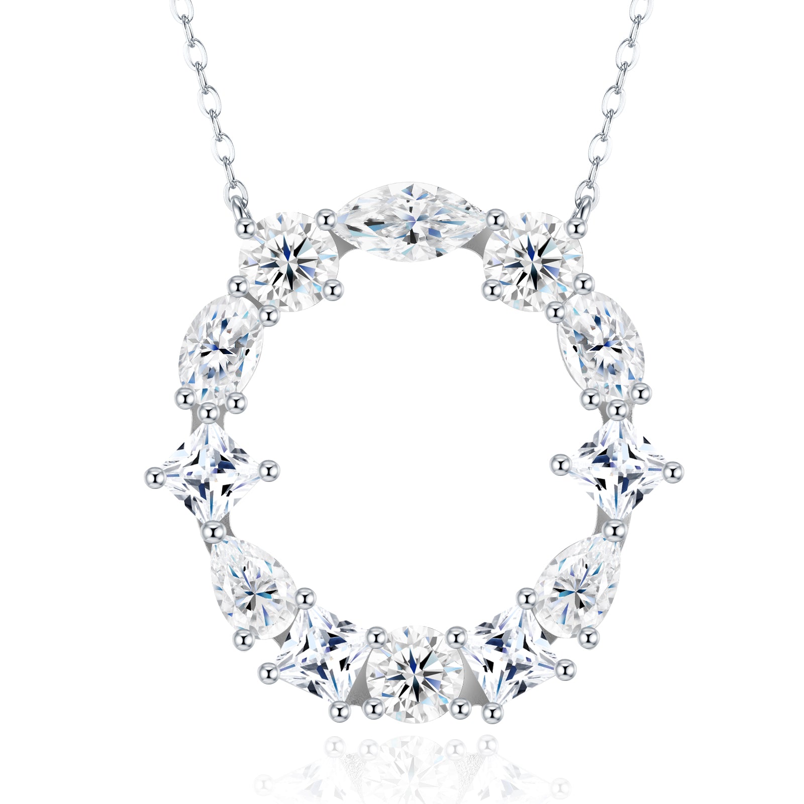 S925 Silver Moissanite Monogram Necklace, 26 Alphabet Pendant for Women