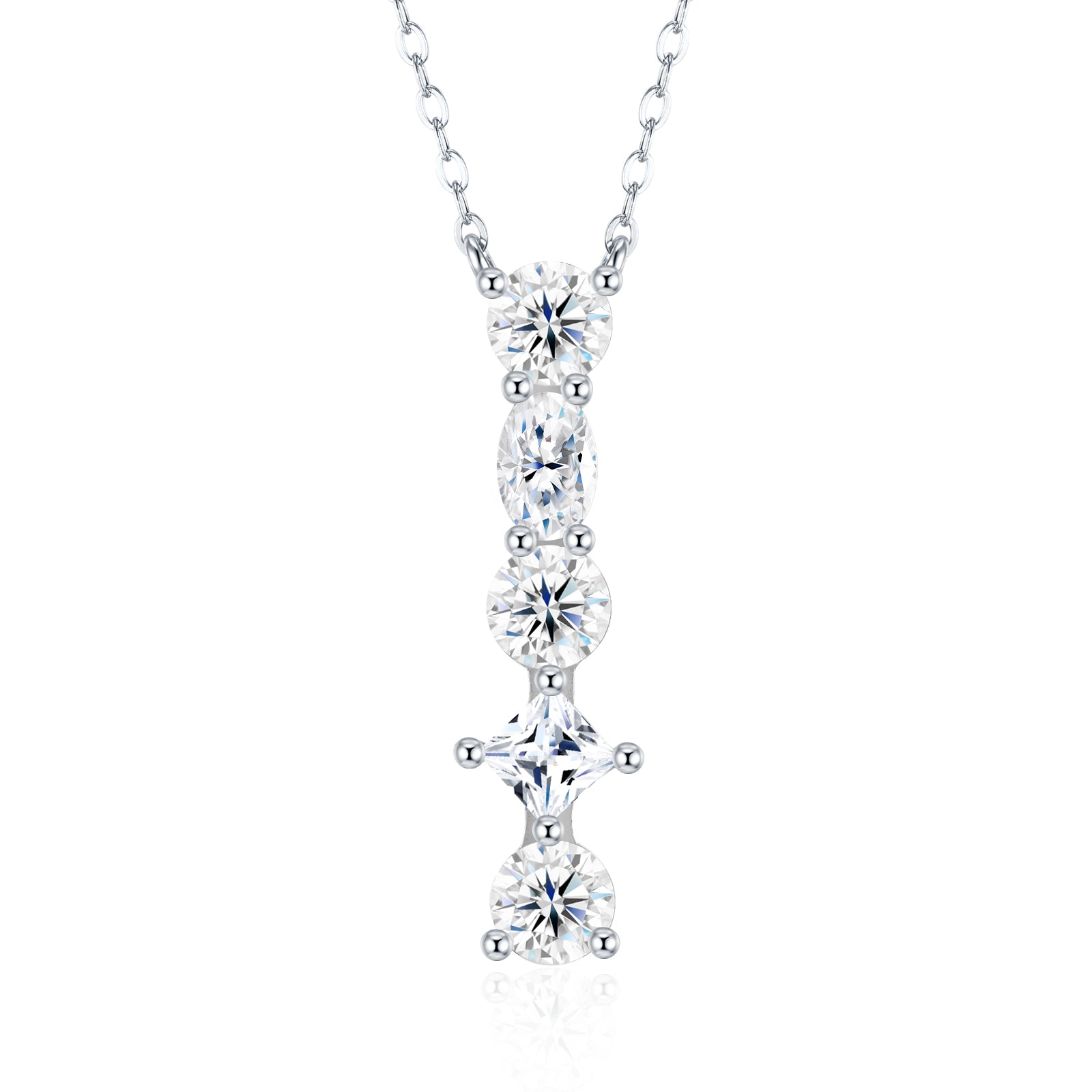 S925 Silver Moissanite Monogram Necklace, 26 Alphabet Pendant for Women
