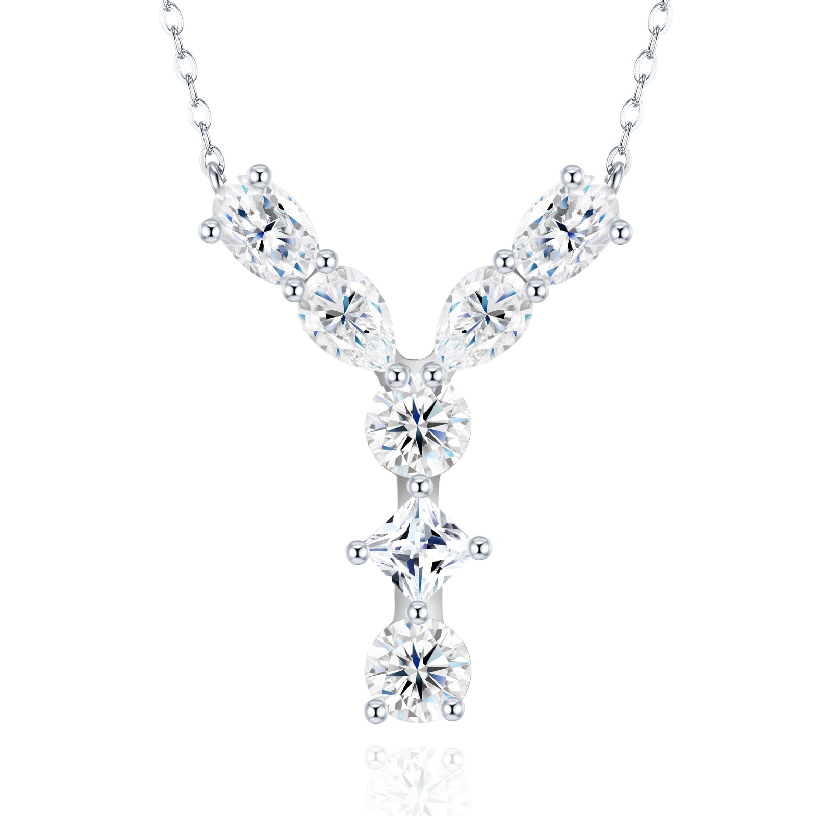 S925 Silver Moissanite Monogram Necklace, 26 Alphabet Pendant for Women