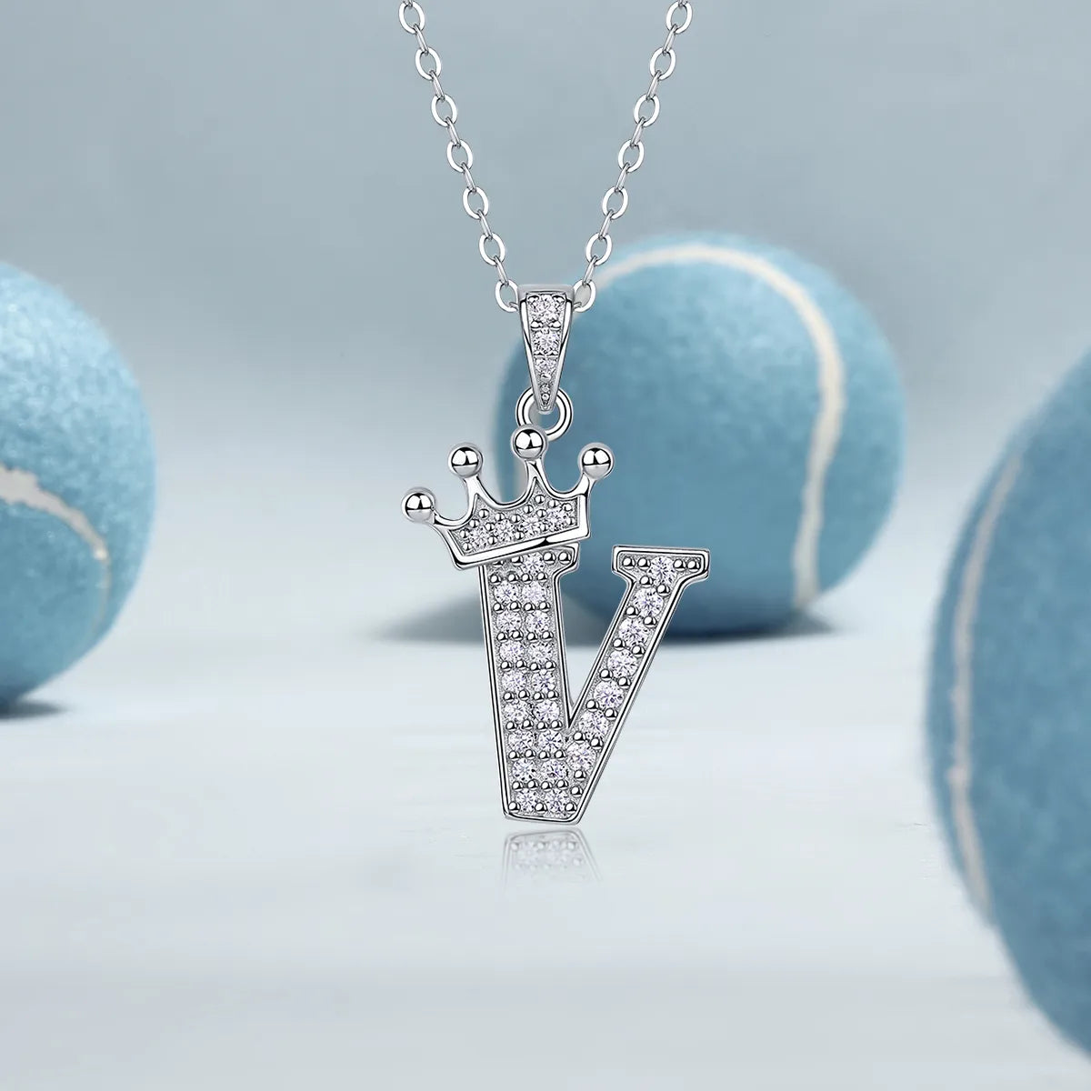S925 Silver Crown A‑Z Initial Moissanite Pendant Necklace for Women