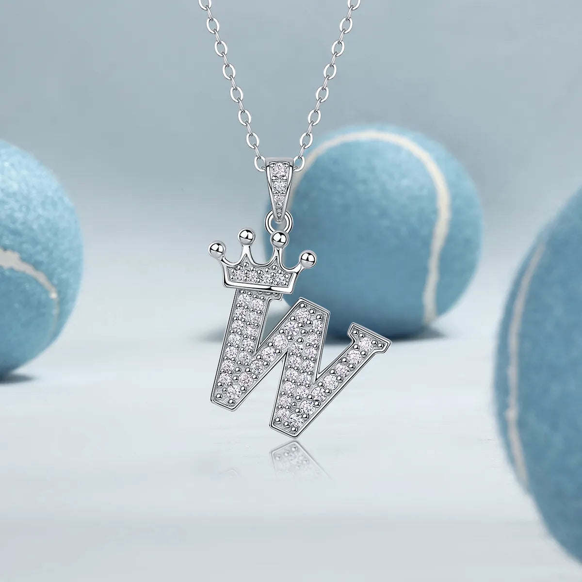S925 Silver Crown A‑Z Initial Moissanite Pendant Necklace for Women