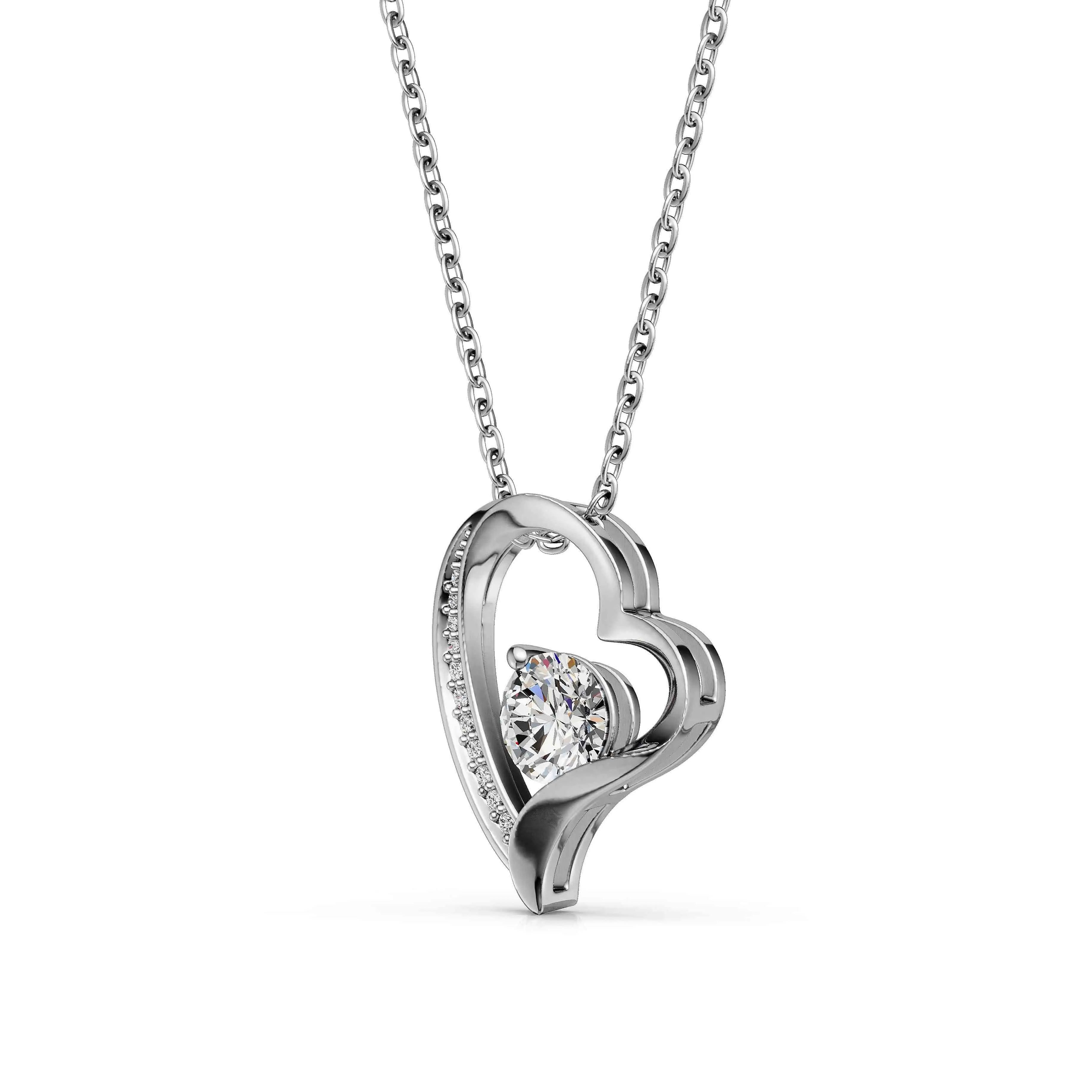 S925 Sterling Silver Heart Necklace for Women, Moissanite Pendant Necklace
