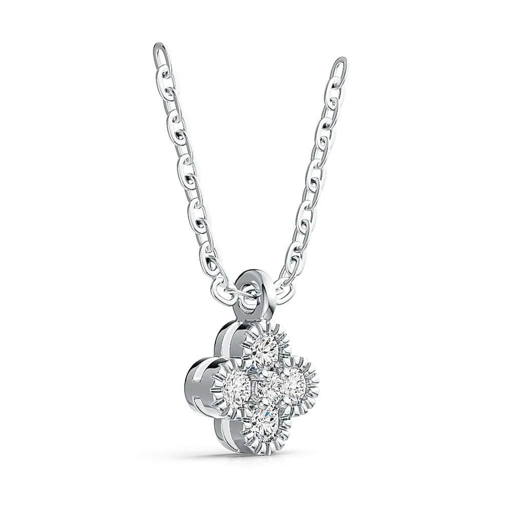 S925 Sterling Silver Four‑Leaf Clover Necklace for Women, Moissanite Pendant Necklace