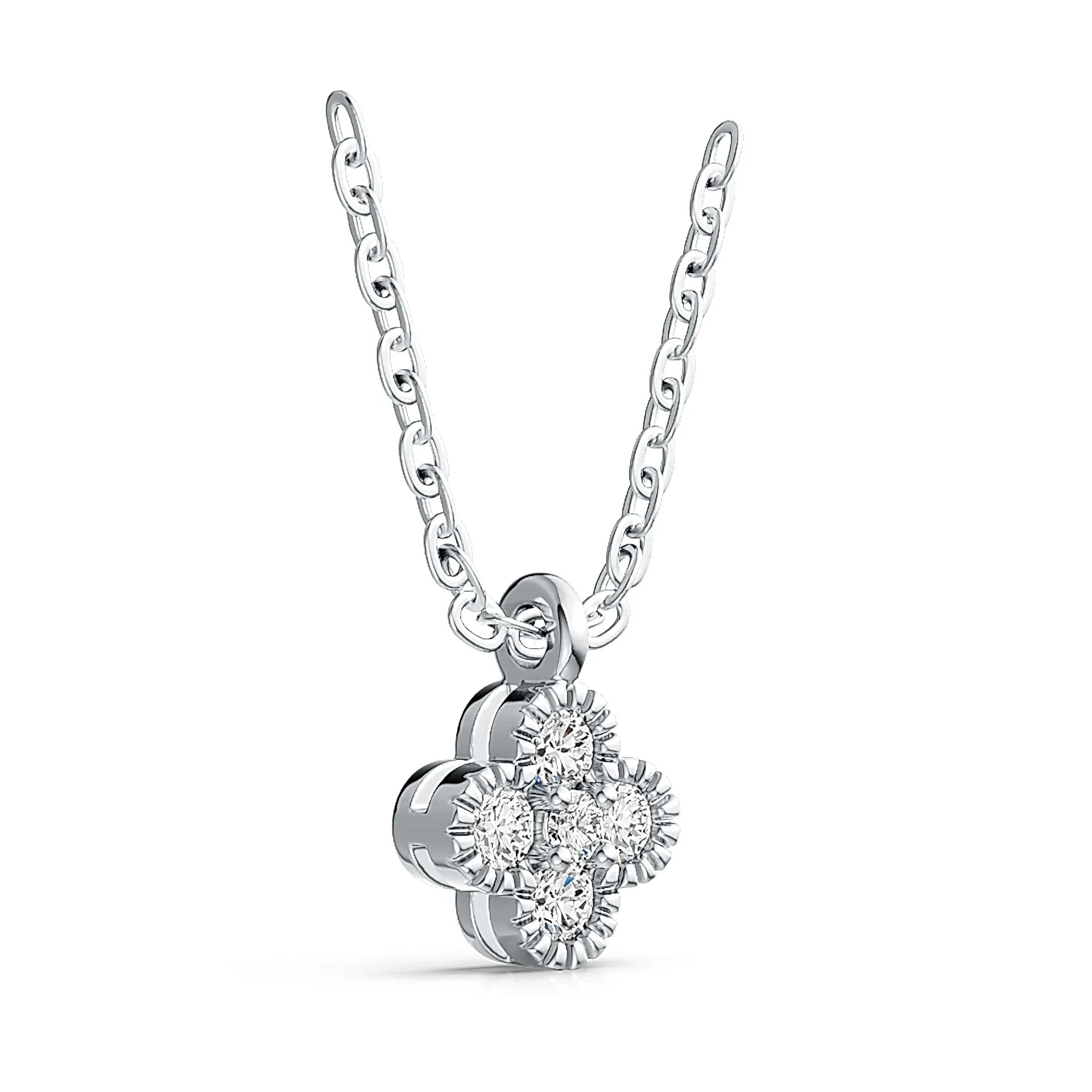 S925 Sterling Silver Four‑Leaf Clover Necklace for Women, Moissanite Pendant Necklace