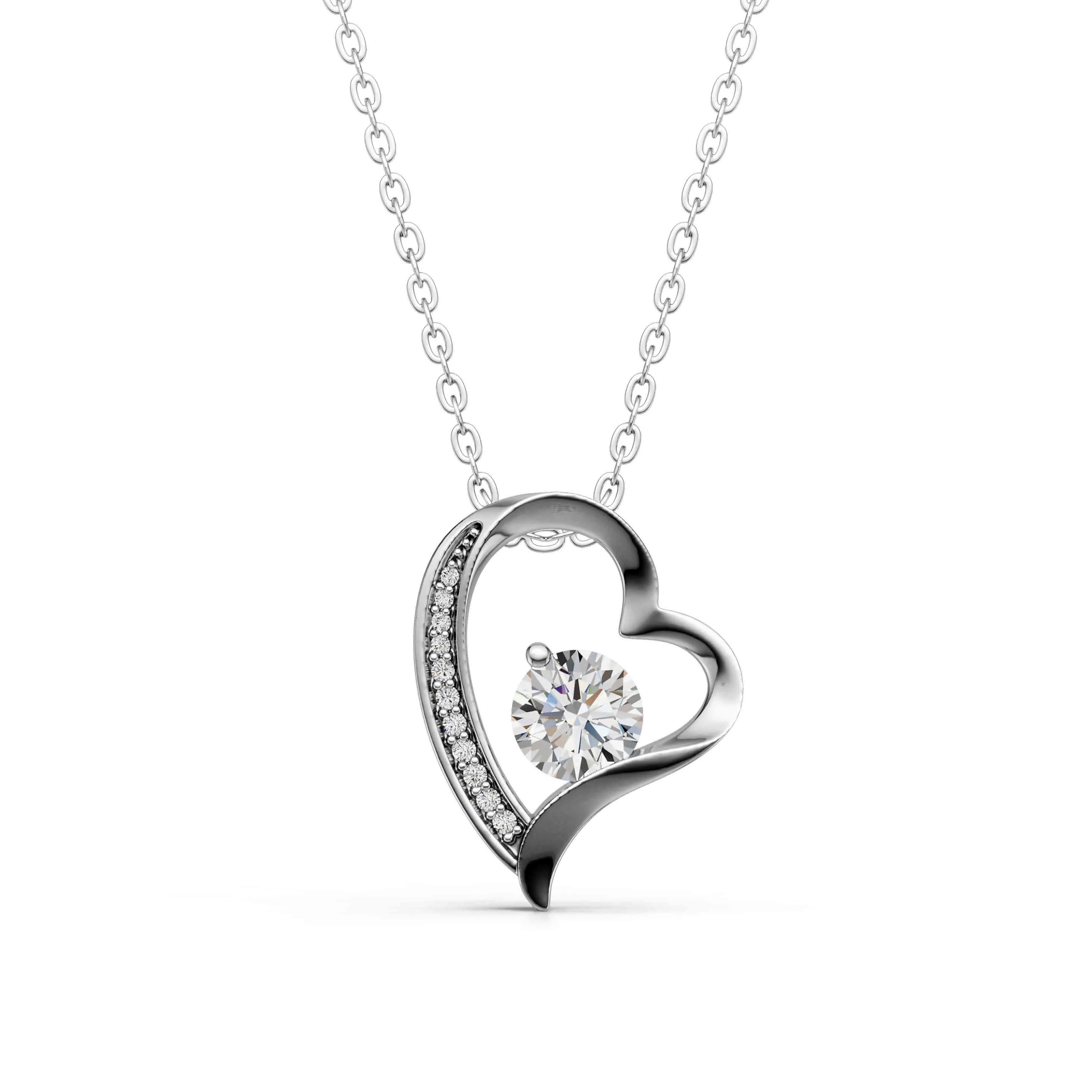 S925 Sterling Silver Heart Necklace for Women, Moissanite Pendant Necklace